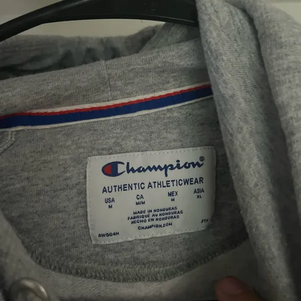 Champion Gray Crew Neck Sweater Classic Athletic Style - Image 2