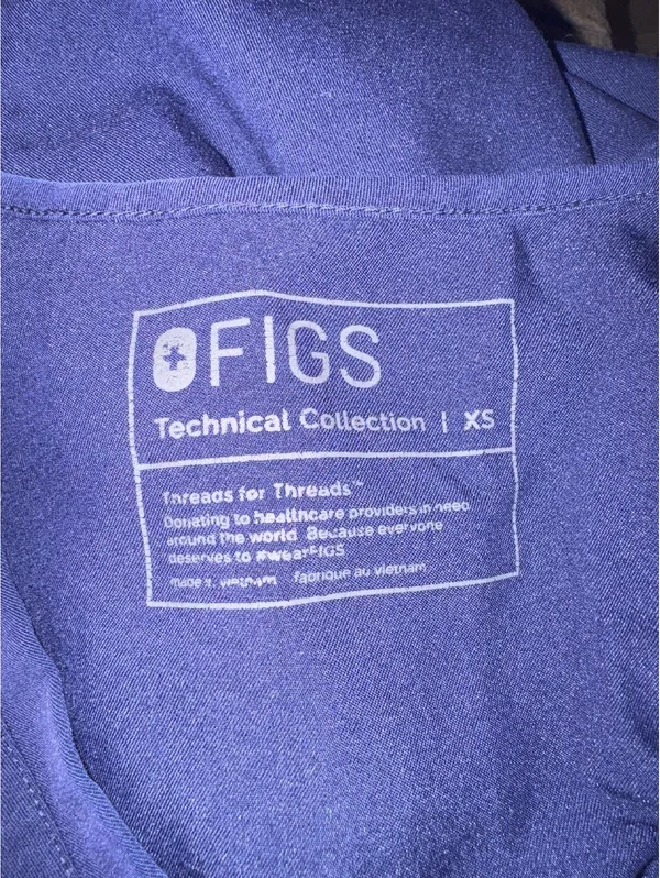FIGS Navy Blue V-Neck Medical Scrub Top - Image 4