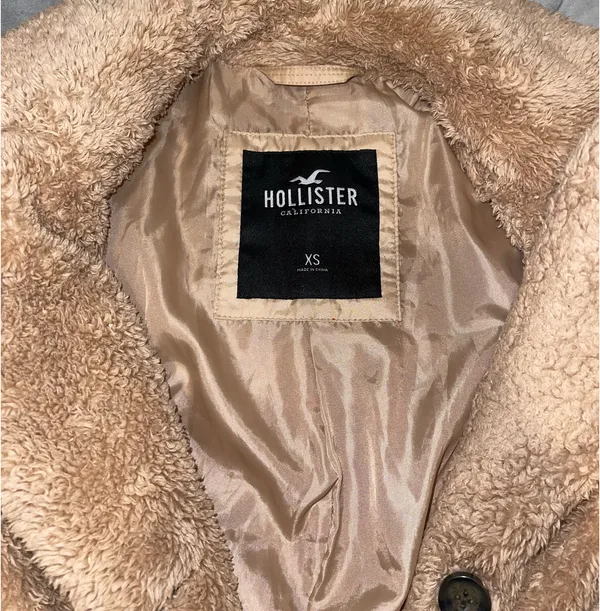 Hollister Teddy Bear Sherpa Jacket Tan Beige XSmall - Image 3