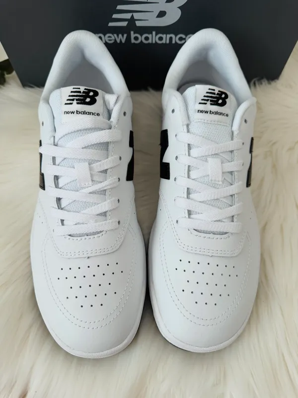 New Balance BB80 Low-Top Leather Sneakers, White/Black, Size 10.5/EU 42.5 - Image 3