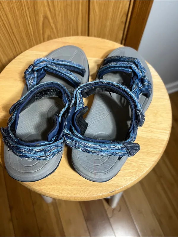 Teva Blue Multi-Striped Adjustable Webbing Sandals - Image 5