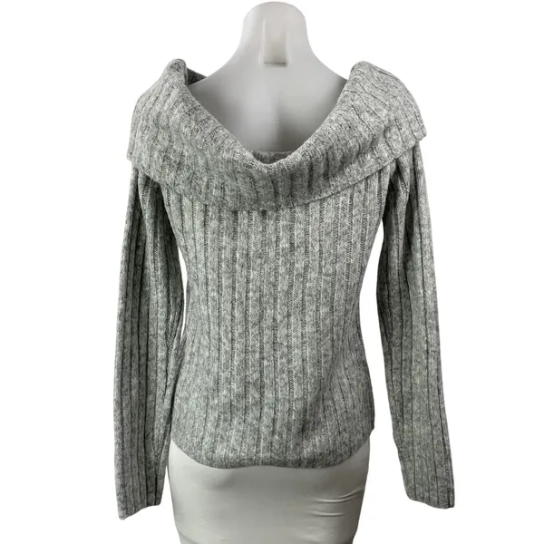Abercrombie & Fitch Women's Gray Off The Shoulder Long Sleeve Sweater Top Size L - Image 3