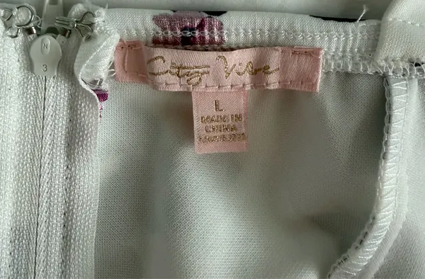 City Vibe NWT Junior Size L Floral Print Scuba Fit&Flare Mini Dress White Lilac Pink - Image 9