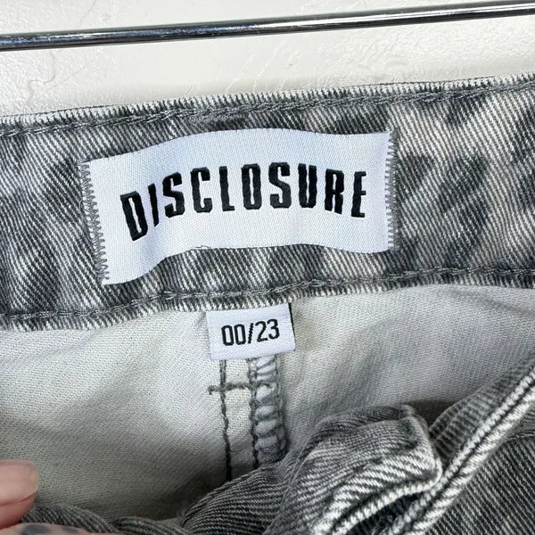 DISCLOSURE Gray Leopard Print Mid-Rise Cargo Utility Pants Straight Leg Jeans - Image 5