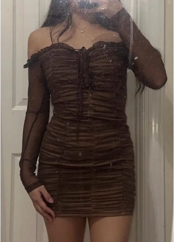 Brown Mini Dress - Image 3