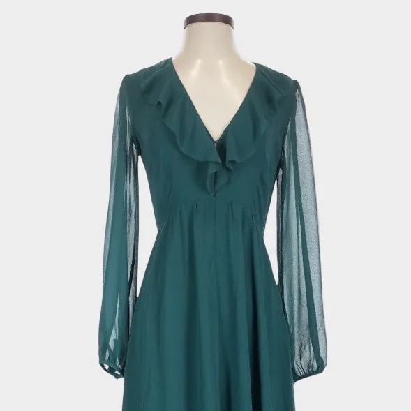 Wilfred Emerald Green Millie Dress Ruffle Chiffon Maxi Size 2 Fairycore - Image 3