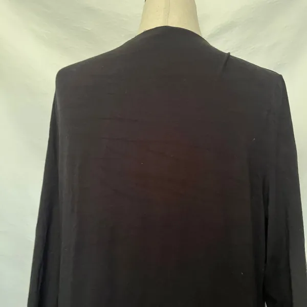 Kenarr Faux Wrap Knit Womens Top Sz L Y2K Minimal Black V-Neck Long Sleeve= - Image 8