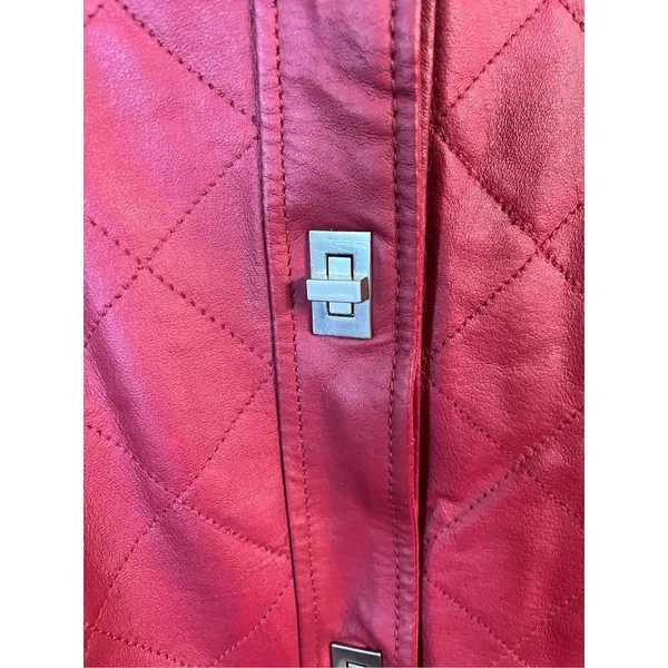 Dialogue Dark Red Leather Long Sleeve Jacket Size Large (2896) - Image 3
