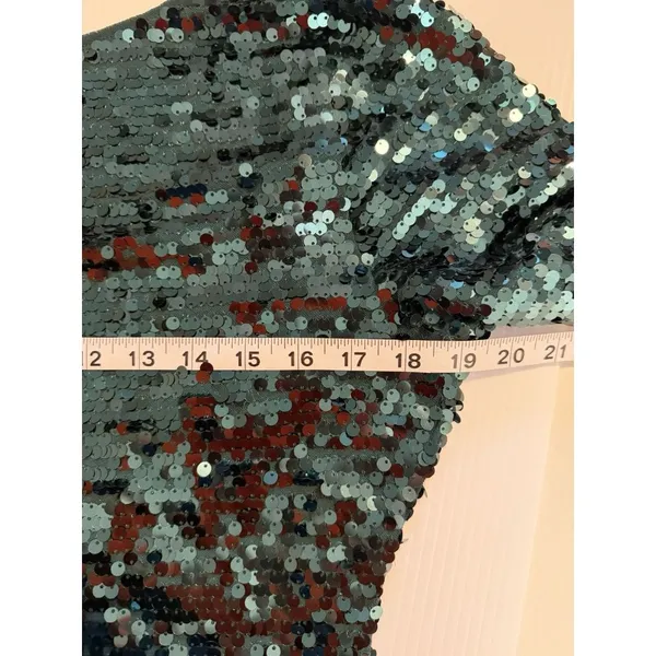 BCBGMAXAZRIA All Over Sequin Gown Jade Green Showgirl‎ Maxi Dress Formal Stretch - Image 11