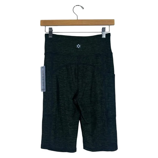 NWT Nine West Active Space Dye Biker Shorts Green Athletic Yoga Pockets Size S - Image 3