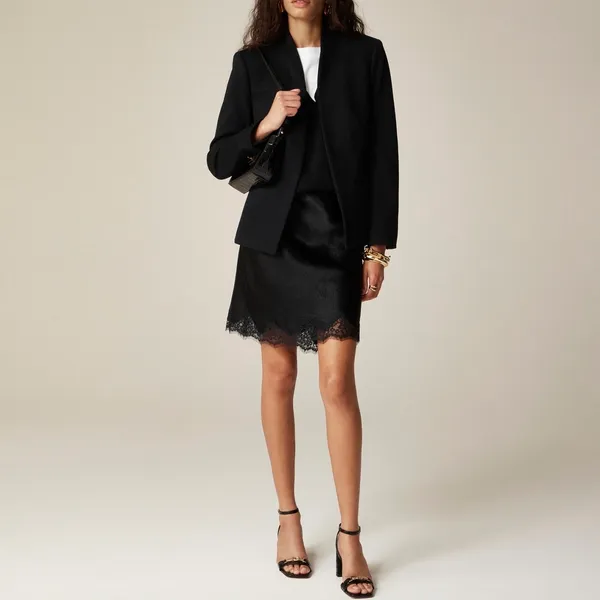 J Crew Stretch Twill Slim Fit Open Front Going Out Blazer CC274 Black Size 2 - Image 3