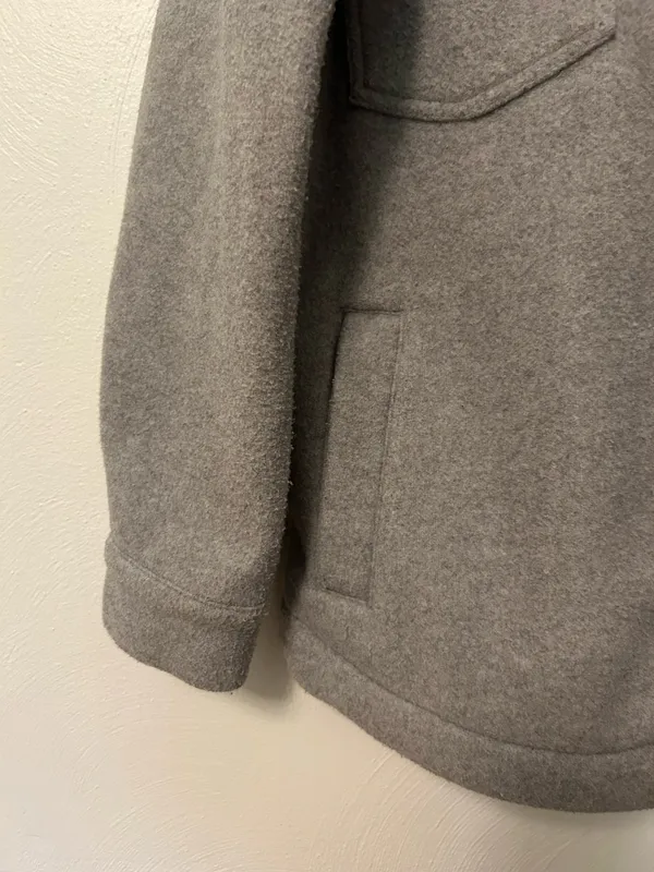 Boutique Gray Fleece Button Down Jacket - Image 3