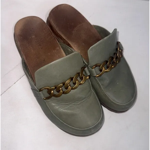 Vionic Green Leather Joyful Georgie Slip On Arch Support Mules Shoes Size 9 Read - Image 10
