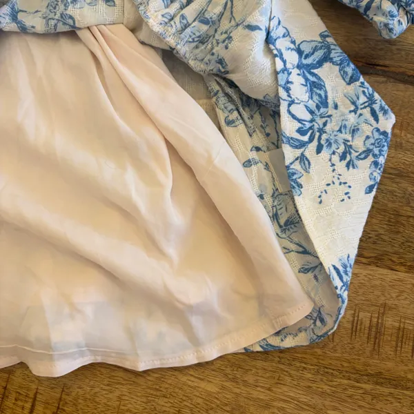Free People‎ Sunbaked Swing Mini Dress M Cottagecore Tiered Whimsy Floral Toile - Image 11