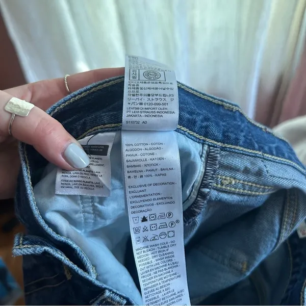 Levi's Low Pro Straight Jeans Distressed Knee Holes‎ Ripped 100% Cotton Size 24 - Image 7