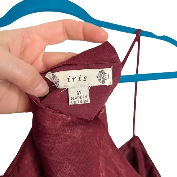 Burgundy Wine Off The Shoulder Spaghetti Strap Blouse - Image 7