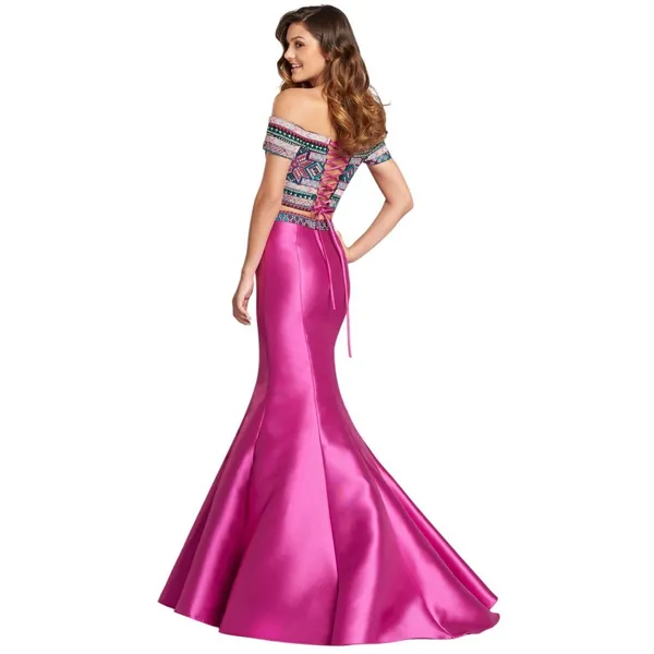 Ellie‎ Wilde 2 Piece Mermaid Embroidered Off The Shoulder Prom Dress 4 EW118038 - Image 15