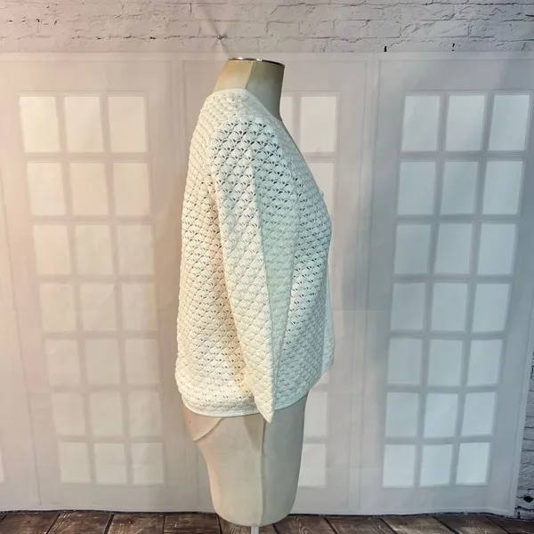 Lauren Ralph Lauren White Exclusive Hand Knit V-Neck Cardigan Petite Medium - Image 4