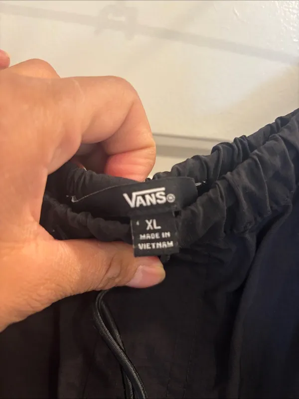 Vans Black Nylon Parachute Cargo Pants Baggy Utility Streetwear XL - Image 2