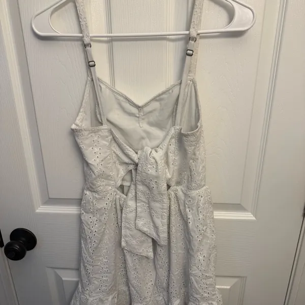 Hollister White Eyelet Tie Back Mini Dress - Image 2