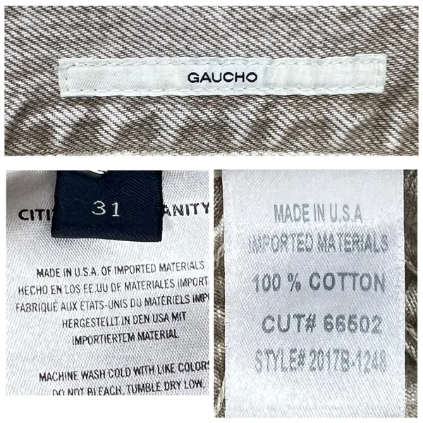 Citizens‎ of Humanity Gaucho Wide Leg Jeans 31 Ponytail Tan Button Fly Retro USA - Image 3