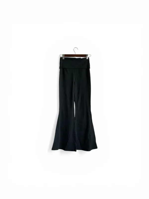 aerie Black‎ Flare Yoga Pants with Foldover High Waist - Image 2