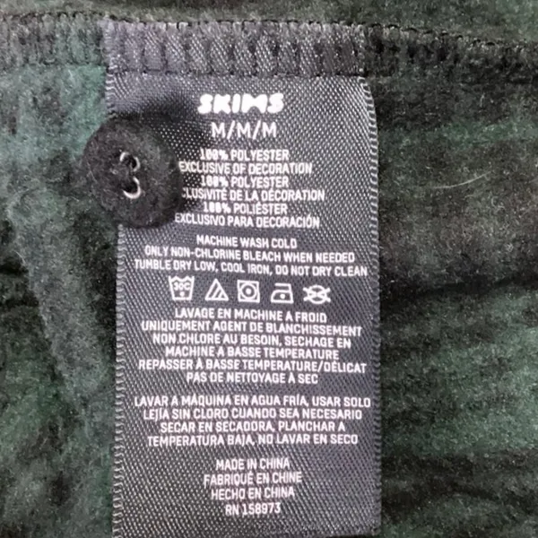 Skims Women's Green Long Sleeve Button Up Plaid Sleep Flannel Shirt Top Size M - Image 7