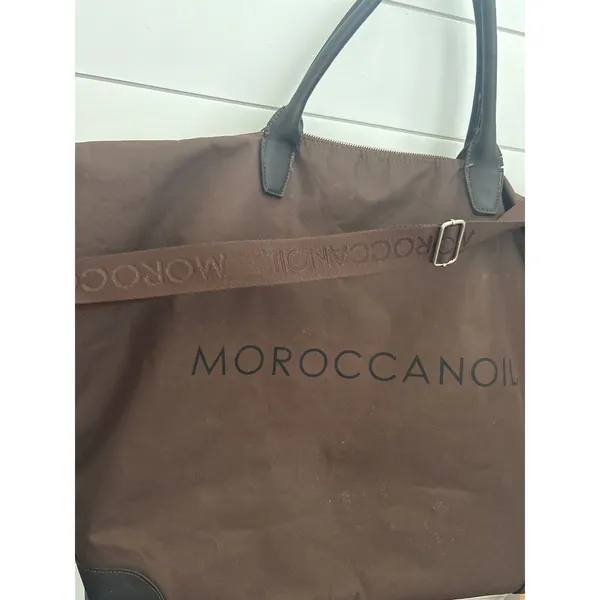 Moroccanoil Large Brown Nylon Weekender Tote Bag Travel Gym Carryall - Image 3