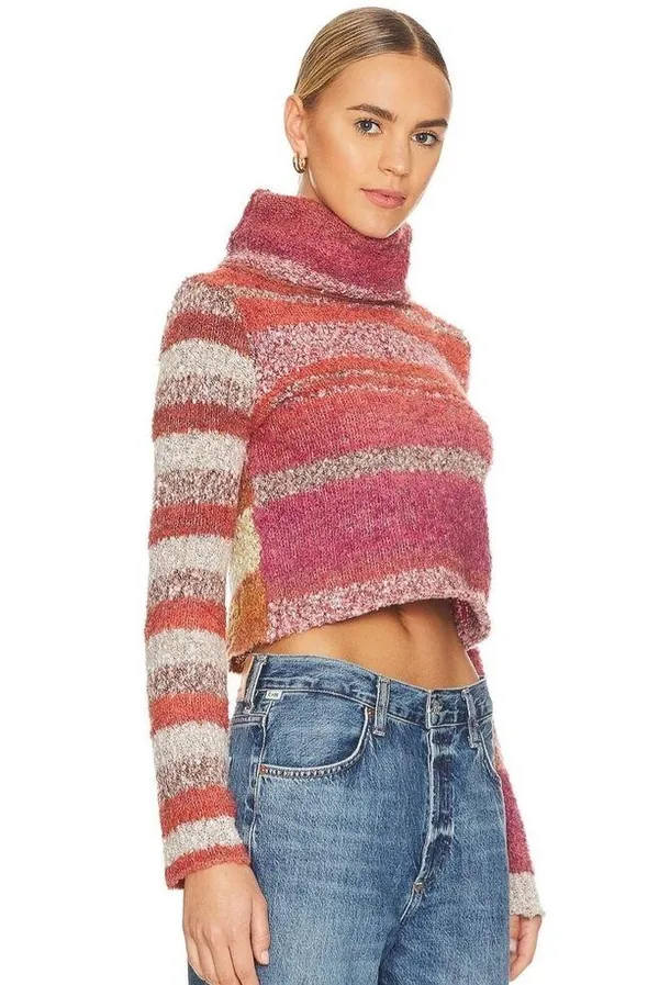 NWT Free People My Girl Turtleneck Sweater In Sunburst Combo Wool Blend - Image 3