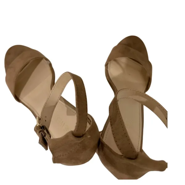 Nine West Pruce Tan Suede Block Heel Ankle Strap Sandals Size 9.5 M EUC - Image 5