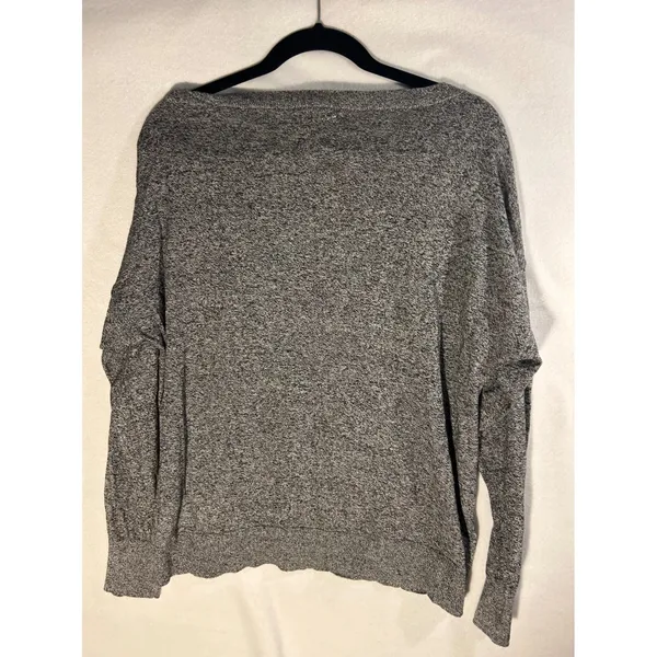 Abercrombie & Fitch Heathered Grey Boat Neck Knit Top XL Moose Logo Long Sleeve - Image 4