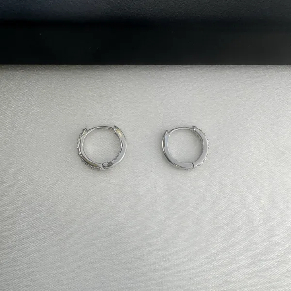 12mm CZ Small Silver Hoop Earrings for Women Men - Image 4