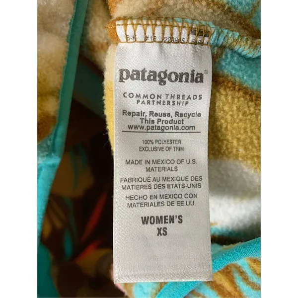 Patagonia Synchilla Brown Feather Dance Snap-T Pullover Women’s size XS - Image 5