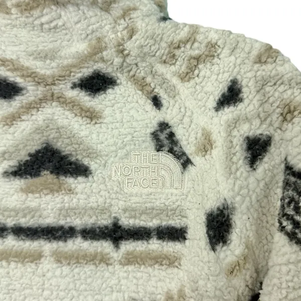 North Face Cream Black Aztec Pattern Fleece Full Zip Hoodie Jacket Women's sz S - Image 16
