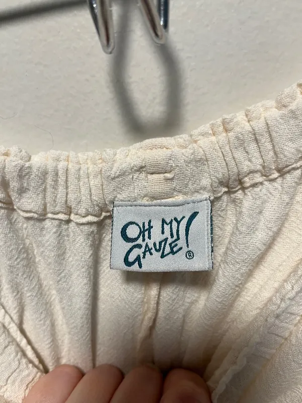 OH MY GAUZE! Cream Elastic Waist Cropped Pants, 100% Cotton, Size 2 (L/XL) - Image 6