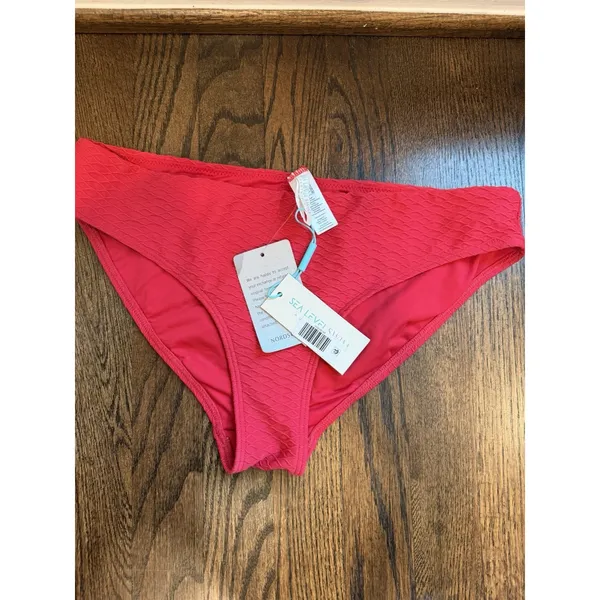 Sea Level Australia Red Honeycomb Textured Bikini Bottoms Size US 8 NEW NWT - Image 3