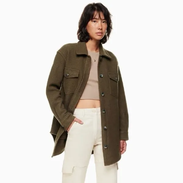 Aritzia Wilfred Free The Ganna Boiled Merino Wool Shirt Jacket Shacket S - Image 2