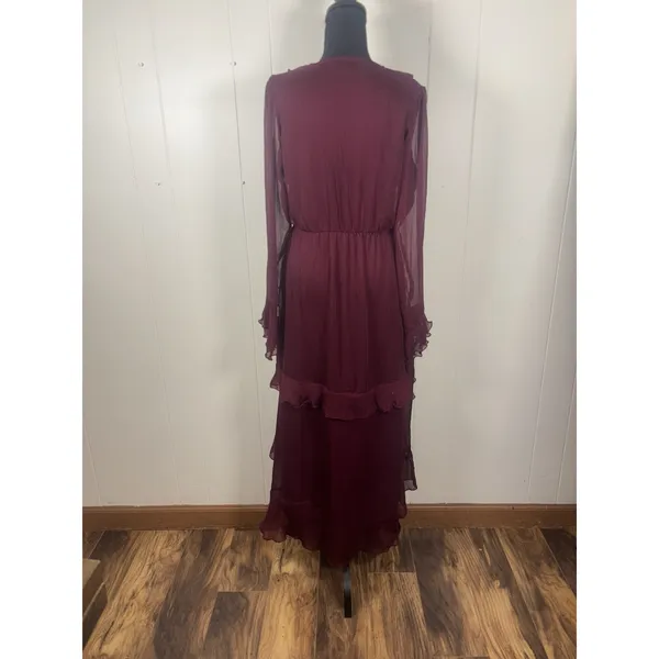 autres filles dress ruffle burgundy EUC medium lined Faux Wrap Midi - Image 5