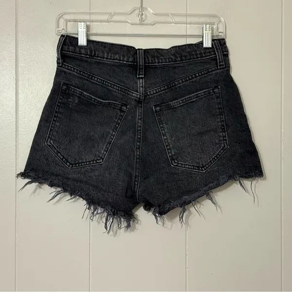 Abercrombie & Fitch 90s Relaxed Cutoff Shorts 27 High Rise Black Denim Frayed - Image 3