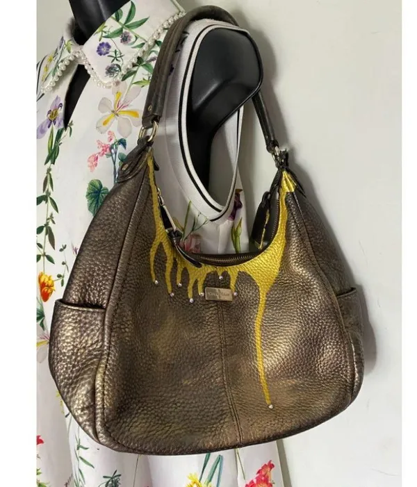 Cole Haan Leather Crossbody Brown Gold Customized - Image 10