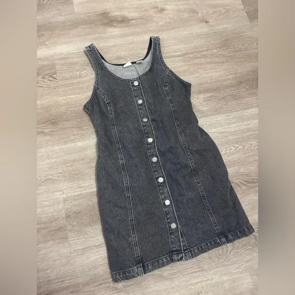 Levi’s black denim button front tank dress black/gray - Image 7