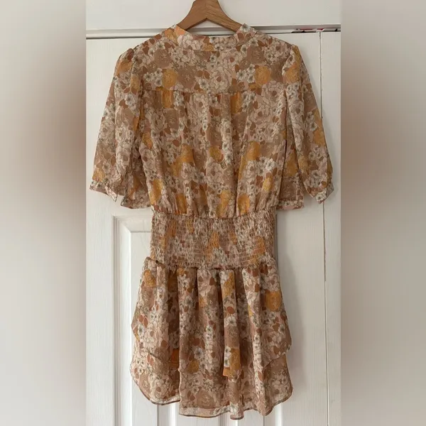Aqua Retro‎ Smocked Floral Print Mini Dress Size Medium NWT - Image 2