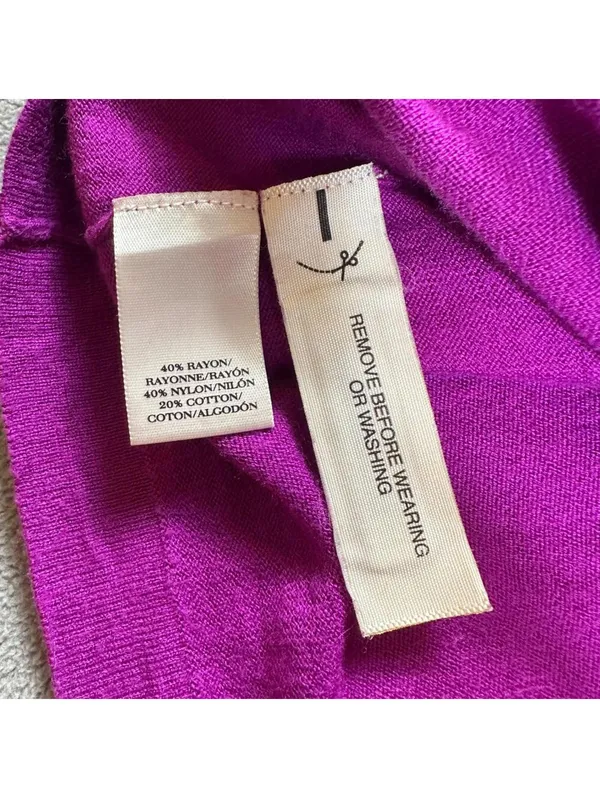 Ann Taylor Women's Purple Fine Knit Long Sleeve Crew Neck Sweater S Rayon Blend - Image 5