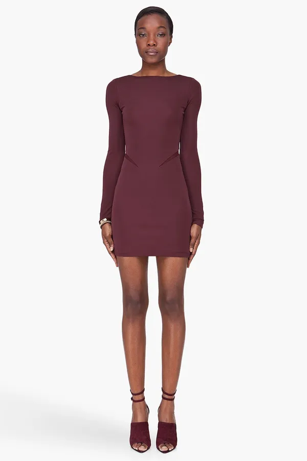 Alexander Wang T by women’s burgundy mesh inset fitted knit dress size small S - Image 13