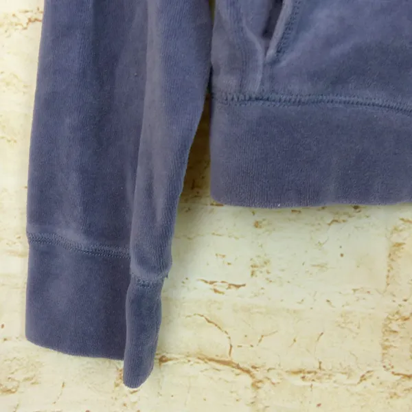 Aerie Hoodie Women XXL Blue Velour Crop Zip Up Raglan Sleeves Pockets Lounge - Image 5