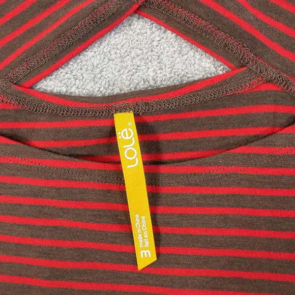 Lole Women's Medium Red Brown Striped Long Sleeve Top Cutout Back Active - Image 5