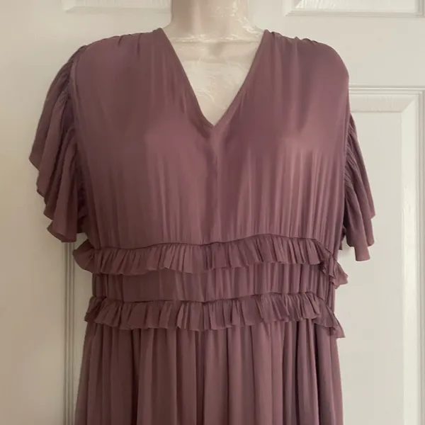 bohme Ruffled V-Neck‎ Maxi Dress in dark mauve - Image 2