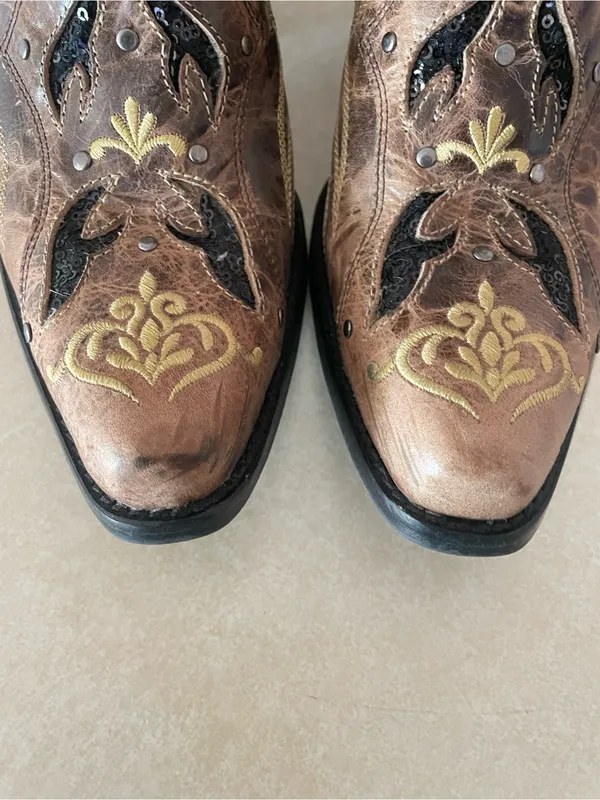 Myra Tentor Western Leather Side V Cutout Ankle Boots Coastal Cowgirl Size US 8 - Image 4