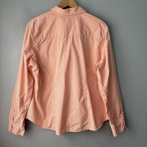 Old Navy Button Up Shirt Size XL Orange Gingham Cotton Preppy Business Casual - Image 4