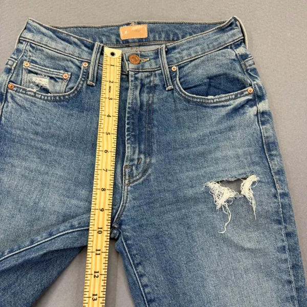 MOTHER The Tripper High Rise‎ Straight Leg Distressed Jeans Blue Size 24 READ - Image 6